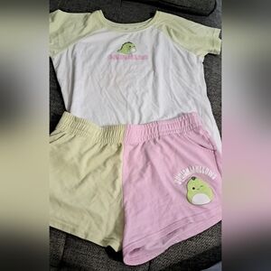 Squishmallows Avocado Pajama Set in White and Pink